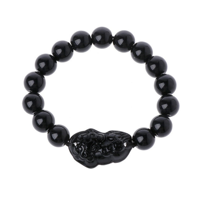 LEAQU 8/10mm Black Stone Beads Charm Bracelet Men Women Minimalist Bangle  Jewelry 