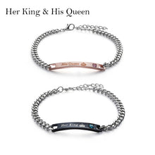 Load image into Gallery viewer, 1PC/1Pair Trendy Lovely Couple Bracelets Men&amp;Women Her King His Queen Romantic Crystal Crown Fashion Accessories Hand Jewelry