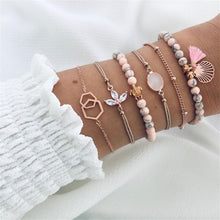 Load image into Gallery viewer, NEWBUY 6Pcs/Set Natural Beads Bracelet Boho Style Gold Heart Turtle Life Tree 8 Infinity Charm Bracelets For Women Girl